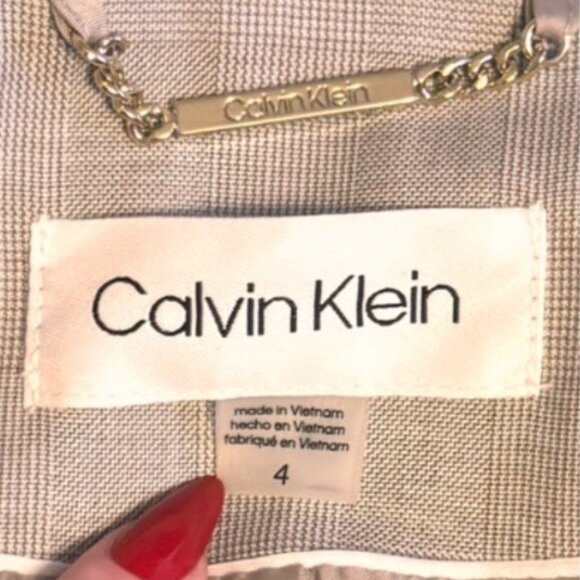 Calvin Klein Blazer MSRP $139 Gray Houndstooth Jacket Single Breasted Small NWT - Picture 7 of 12